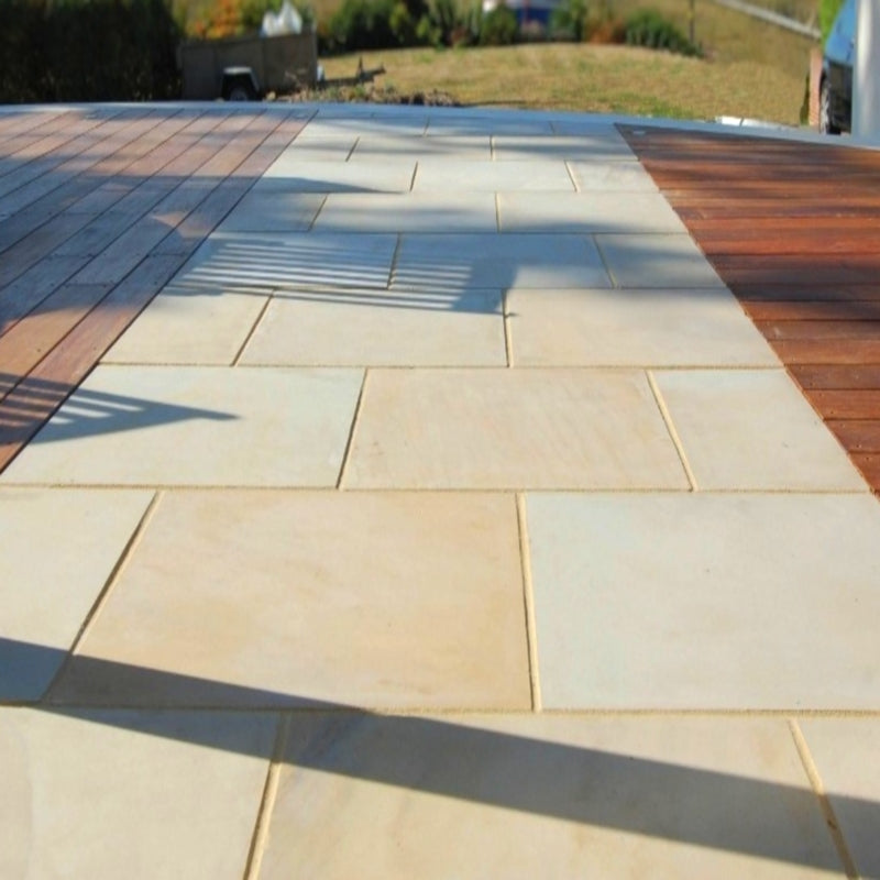 Mint Indian Sandstone Paving Slabs - Anti Slip Textured - 900x600 - 20mm