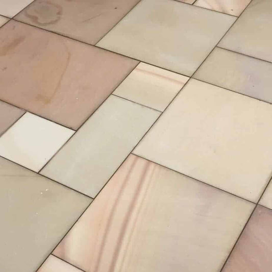 Rippon Buff Indian Sandstone Paving Slabs - Sawn & Honed - Patio Pack - 11.90sqm - 20mm - Smooth Paving